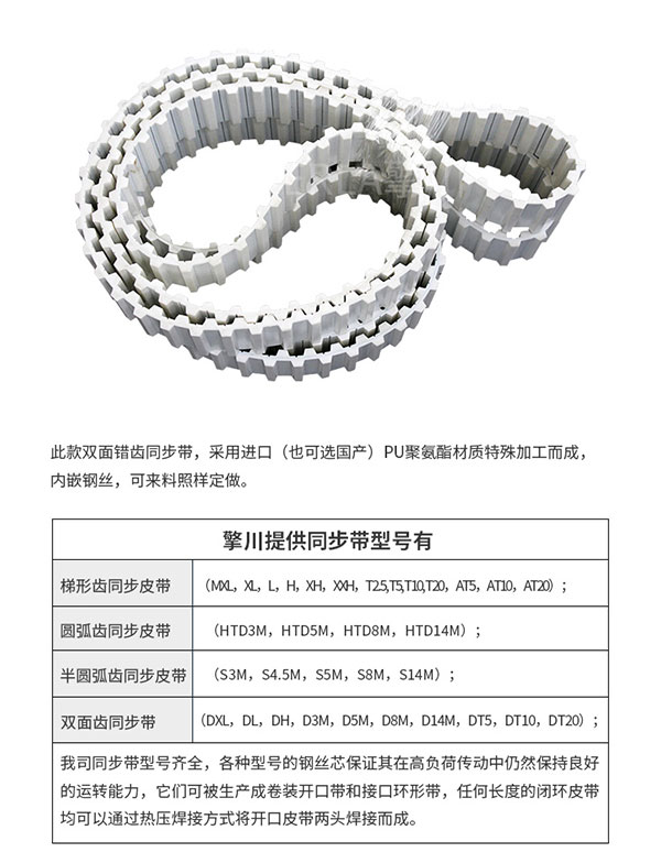 雙面齒<a href='http://m.rongnl.com/' target='_blank'><u>PU同步帶</u></a>定制